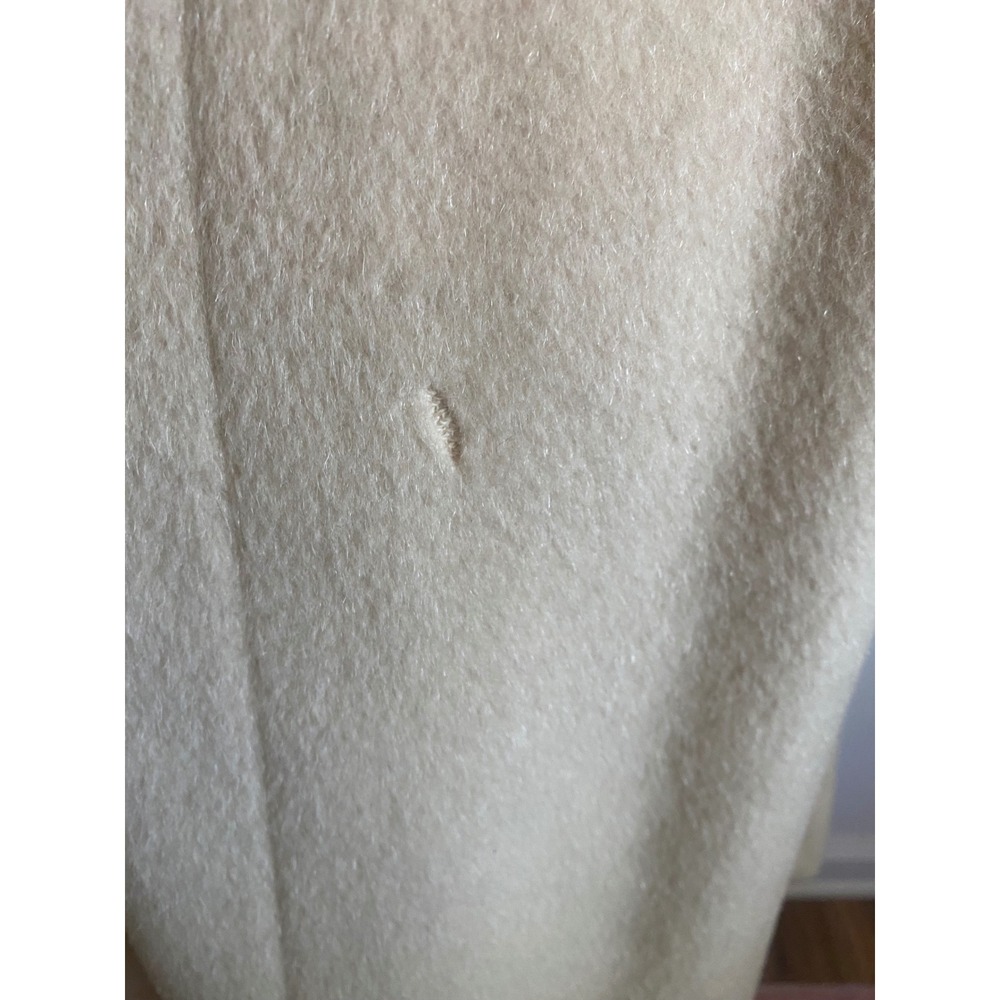 Vintage Cream Wool Coat Real Mink Fur Collar Mid-Century Modern Button Front L - Picture 5 of 16
